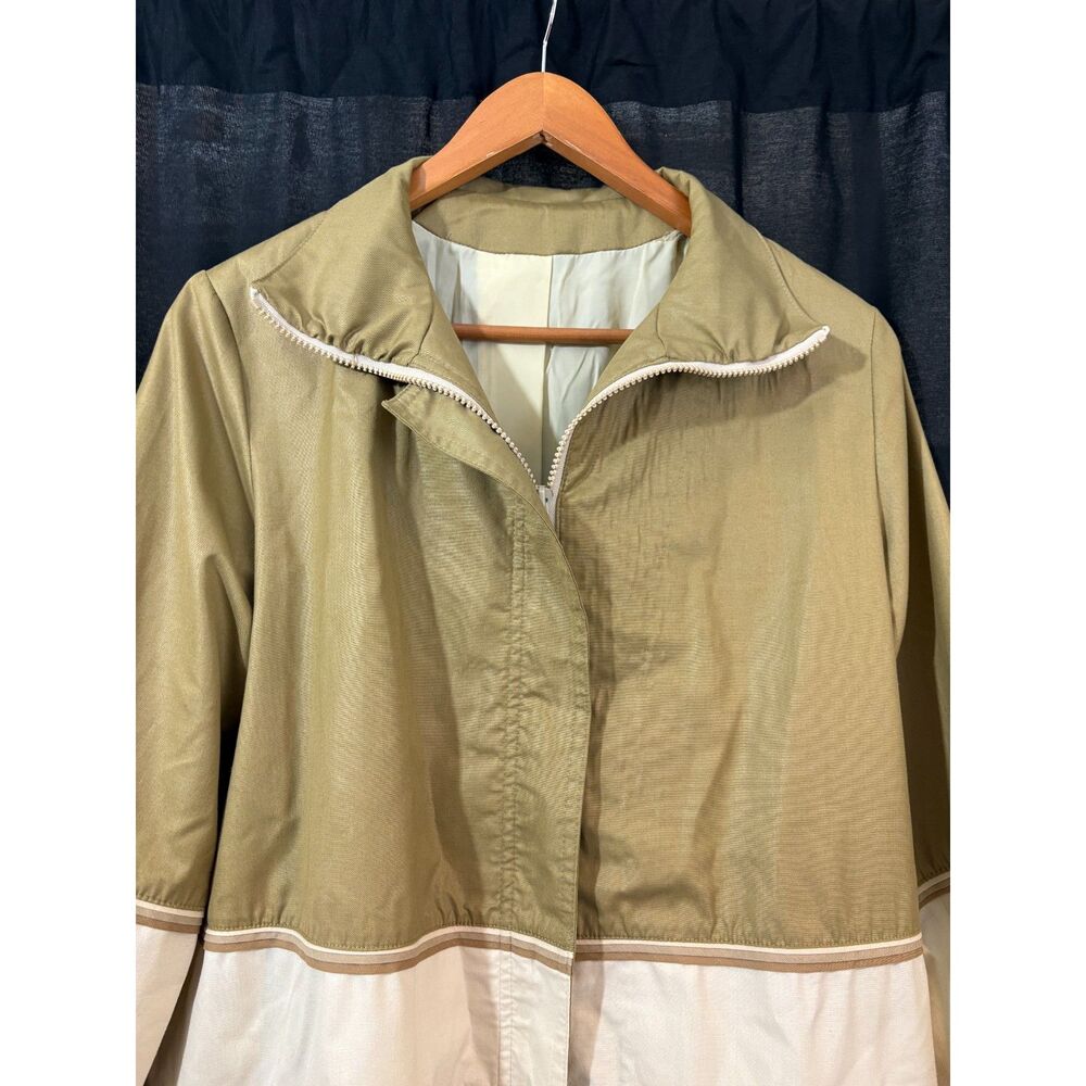 1980s Colorblock Windbreaker Jacket Beige Cream